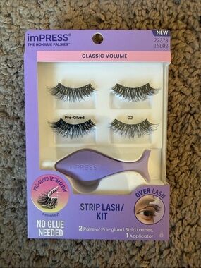 imPRESS Classic Volume Pre-Glued Strip Lash Over Lash Kit - 2 pairs